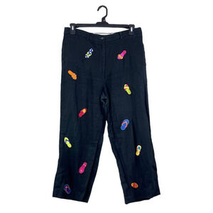 Vintage Embroidered Linen Deane and White Slacks 14